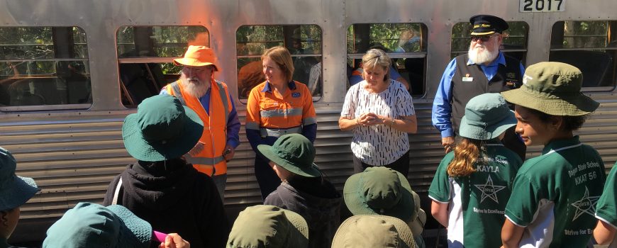 MVR safety coordinator Julis Avis speaking to Dagun State School students