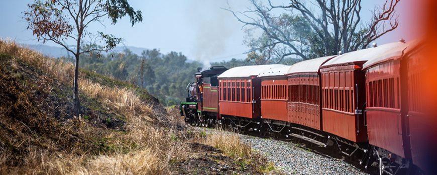 Mary Valley Rattler C17 974 engine and heritage carriages heading back toward Gympie-web