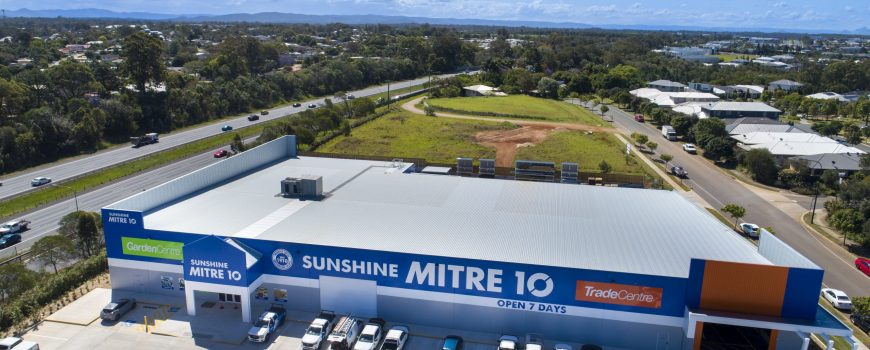 The new Sunshine Mitre 10 North Lakes store from above - photo by Reflected Image PRoductions